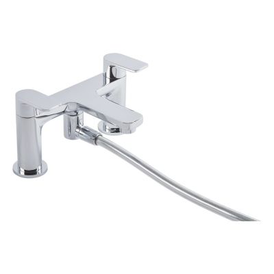 Savour Chrome Deck-Mounted Bath Mixer Tap with Shower Handset