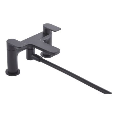 Savour Matt Black Deck-Mounted Bath Mixer Tap with Shower Handset