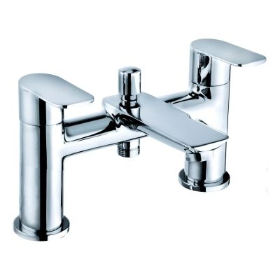 Slight Chrome Deck-Mounted Bath Mixer Tap with Shower Handset