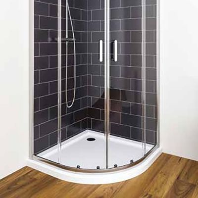 Slim White Corner Waste Quadrant Shower Tray 90x90cm