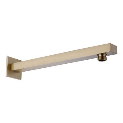 Square Brushed Brass Shower Arm 30cm