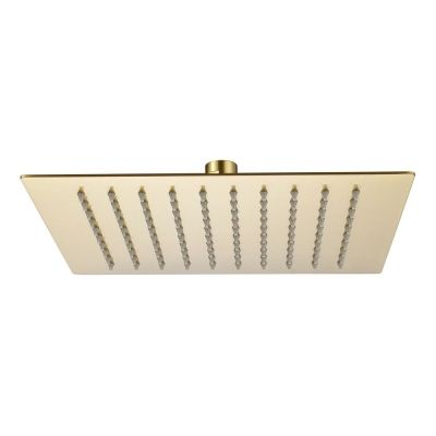 Square Brushed Brass Ultra Slim Shower Head 25x25cm