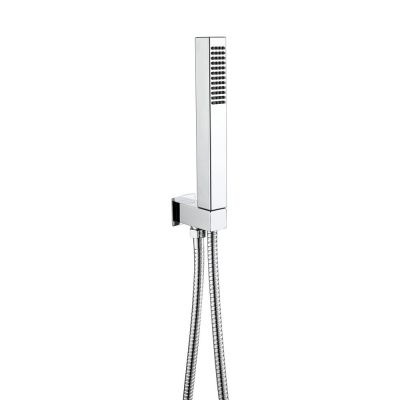 Square Chrome Outlet and Parking Bracket with Shower Handset and Hose