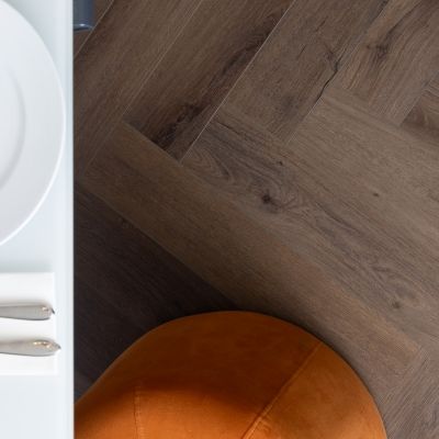 Belmont Oak SPC Vinyl Herringbone Flooring 60x12.5cm
