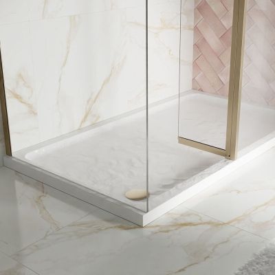 Lusino White Edge Waste 3D Effect Quadrant Shower Tray 80x80cm