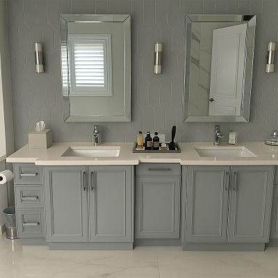 Metro Cupidon Perla Light Grey Bevelled Gloss Wall Tile 30x10cm - Alternative Image