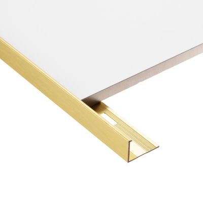 8mm Ochre Gold Brushed Square Edge Tile Trim 2.4m - Alternative Image