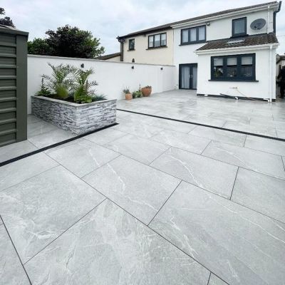 Outdoor Brooklyn Grey Marble-Effect Matt Porcelain Tile 90x60cm - Alternative Image