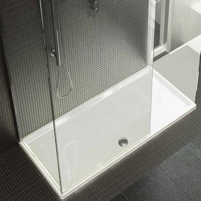 Slim White Centre Waste Rectangle Shower Tray 140x80cm - Alternative Image