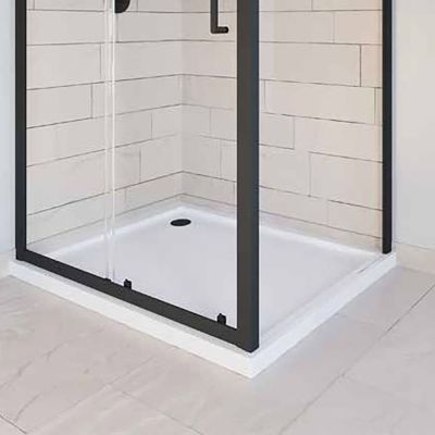 Slim White Corner Waste Slip-Resistant Square Shower Tray 80x80cm - Alternative Image