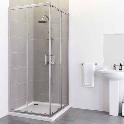 Slim White Corner Waste Square Shower Tray 80x80cm - Alternative Image