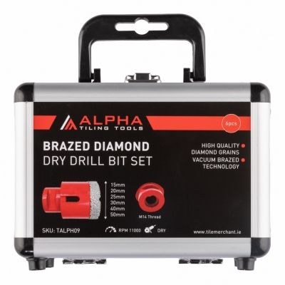 Alpha M14 Diamond Dry Drill Bit 6 Piece Set 15-50mm