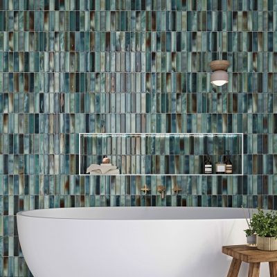 Borealis Aqua Décor Gloss Ceramic Tile 30x15cm - Alternative Image