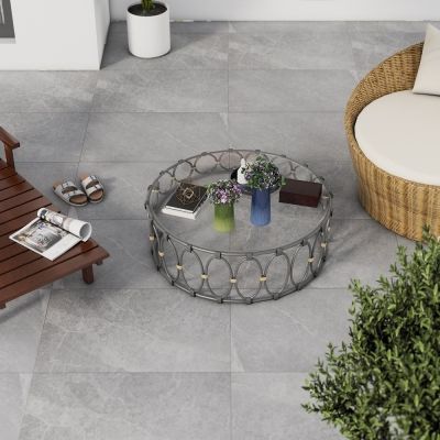 Outdoor Brooklyn Grey Marble-Effect Matt Porcelain Tile 90x60cm - Alternative Image