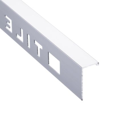 10mm Bright Silver Polished Square Edge Tile Trim 2.4m