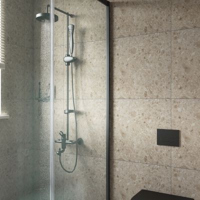 Cippo Taupe Terrazzo-Effect Matt Porcelain Tile 60x60cm - Alternative Image