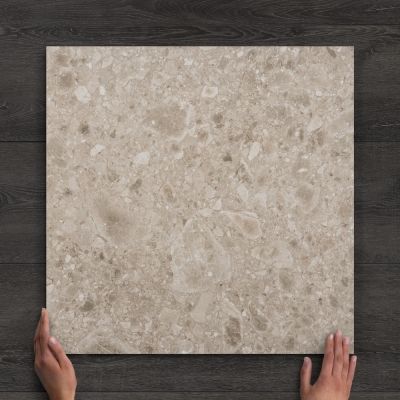 Cippo Taupe Terrazzo-Effect Matt Porcelain Tile 60x60cm