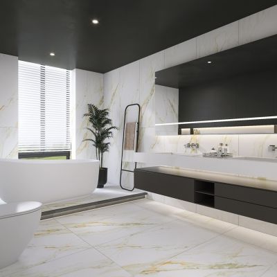 Marmo Verde Marble-Effect Matt Porcelain Tile 120x60cm - Alternative Image