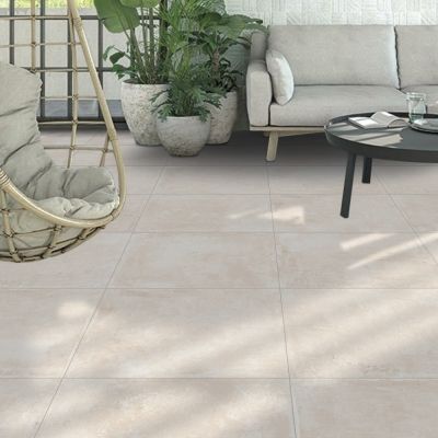 Outdoor Cream Cement-Effect Matt Porcelain Tile 60x60cm - Alternative Image