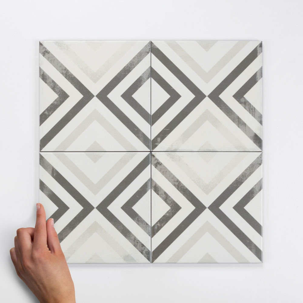 Decor Square Pattern Matt Porcelain Tile 18.7x18.7cm