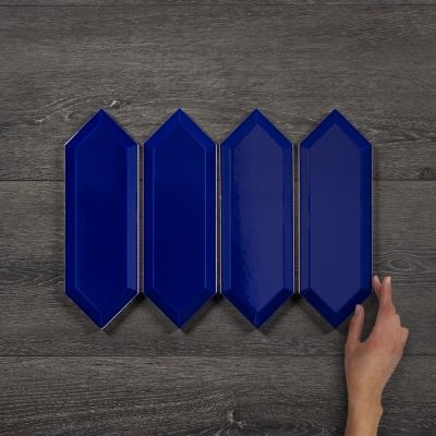 Metro Cupidon Azul Bevelled Gloss Wall Tile 30x10cm