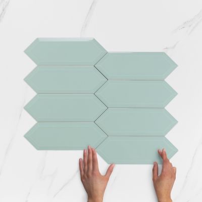 Metro Cupidon Light Green Bevelled Gloss Wall Tile 30x10cm