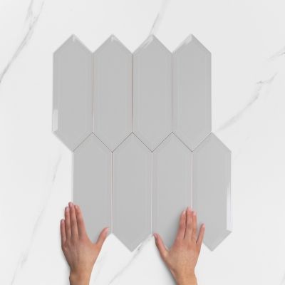 Metro Cupidon Perla Light Grey Bevelled Gloss Wall Tile 30x10cm