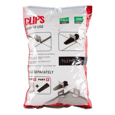 Alpha Tile Levelling Clips (Tile 3-12mm) 1.5mm Grout Line (250pcs/Bag) - Alternative Image