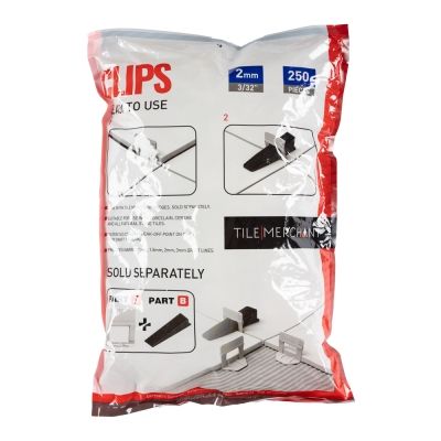 Alpha Tile Levelling Clips (Tile 3-12mm) 2mm Grout Line (250pcs/Bag) - Alternative Image