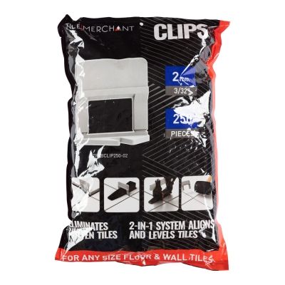 Alpha Tile Levelling Clips (Tile 3-12mm) 2mm Grout Line (250pcs/Bag)