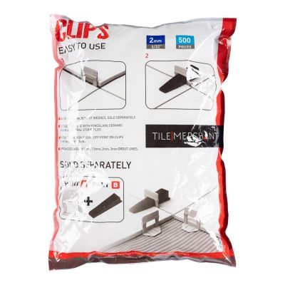Alpha Tile Levelling Clips (Tile 3-12mm) 2mm Grout Line (500pcs/Bag) - Alternative Image