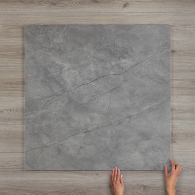 Breton Grey Concrete-Effect Satin Matt Porcelain Tile 100x100cm
