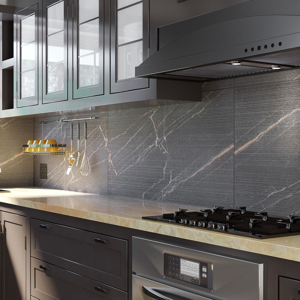 Agora Midnight Décor Marble-Effect Matt Porcelain Tile 120x60cm - Alternative Image