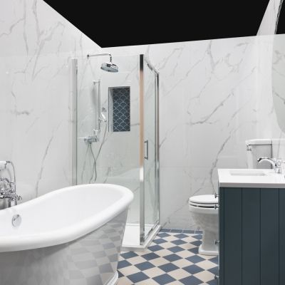 Swiss White Endless Marble-Effect Gloss Porcelain Tile 160x80cm - Alternative Image