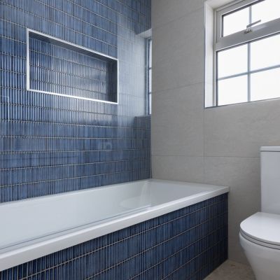 Cobalt Blue Kit Kat Gloss Porcelain Mosaic Tile 28.4x29.8cm - Alternative Image