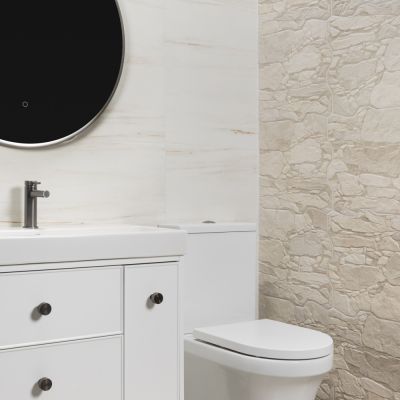 Muralla Stone-Effect Porcelain Blanco Tile 60x40cm - Alternative Image