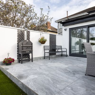 Outdoor Tiffany Grey Marble-Effect Matt Porcelain Tile 90x60cm - Alternative Image