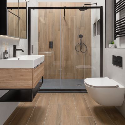Green Heart Oak Wood-Effect Matt Porcelain Tile 120x23cm - Alternative Image