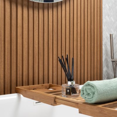 18mm Woodlux Wooden Wall Panel Teak 275x12cm - Alternative Image