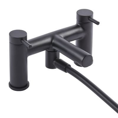 Anthem Black Matt Deck-Mounted Bath Mixer Tap with Shower Handset