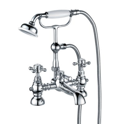 Duke Chrome Brass Bath Filler Tap with Shower Mixer Handset