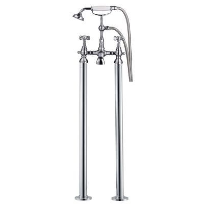 Duke Chrome Brass Freestanding Bath Filler Tap with Shower Mixer Handset