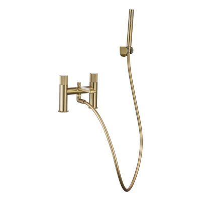 Erla Brushed Brass Bath Mixer Tap with Shower Handset
