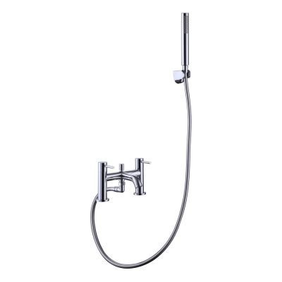 Giro Chrome Deck-Mounted Bath Mixer Tap with Shower Handset