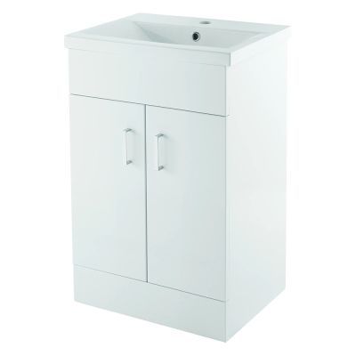 Plazza 50cm Floor-Standing Vanity Unit Gloss White - Alternative Image