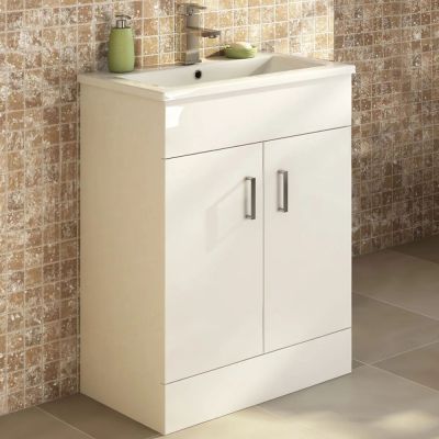 Plazza 50cm Floor-Standing Vanity Unit Gloss White