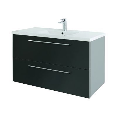 Rimini 100cm Wall-Hung Vanity Unit Gloss Graphite