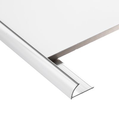 12mm Chrome Polished Round Edge Tile Trim 2.4m - Alternative Image