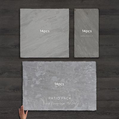 Kandla Grey Sandstone Paving Hand-Cut Calibrated Patio Pack 15.12m²