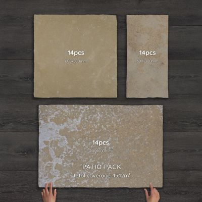 Kota Yellow Limestone Hand-Cut Calibrated Natural Paving Patio Pack B / 15.12m²